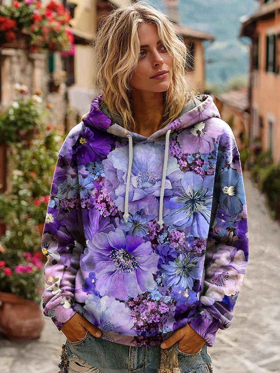 Vrouwen 3D Print Vintage Boho Hoodie Patchwork Hoodie