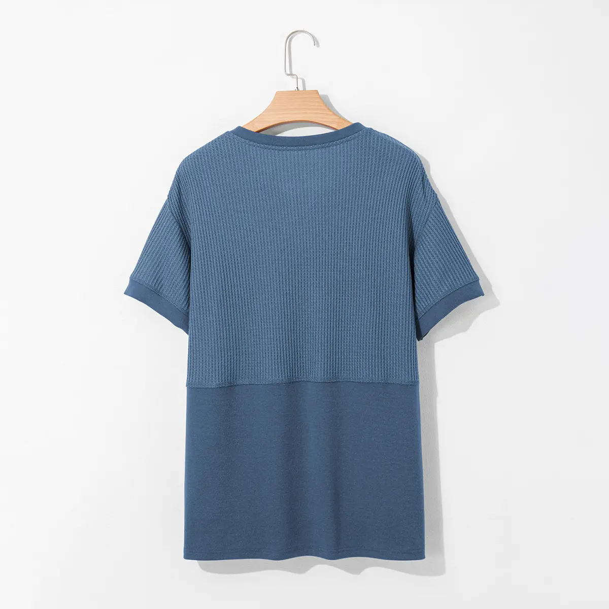 SHEWIN Cozy Oversized Waffle Knit V-Neck Top - Plus Size