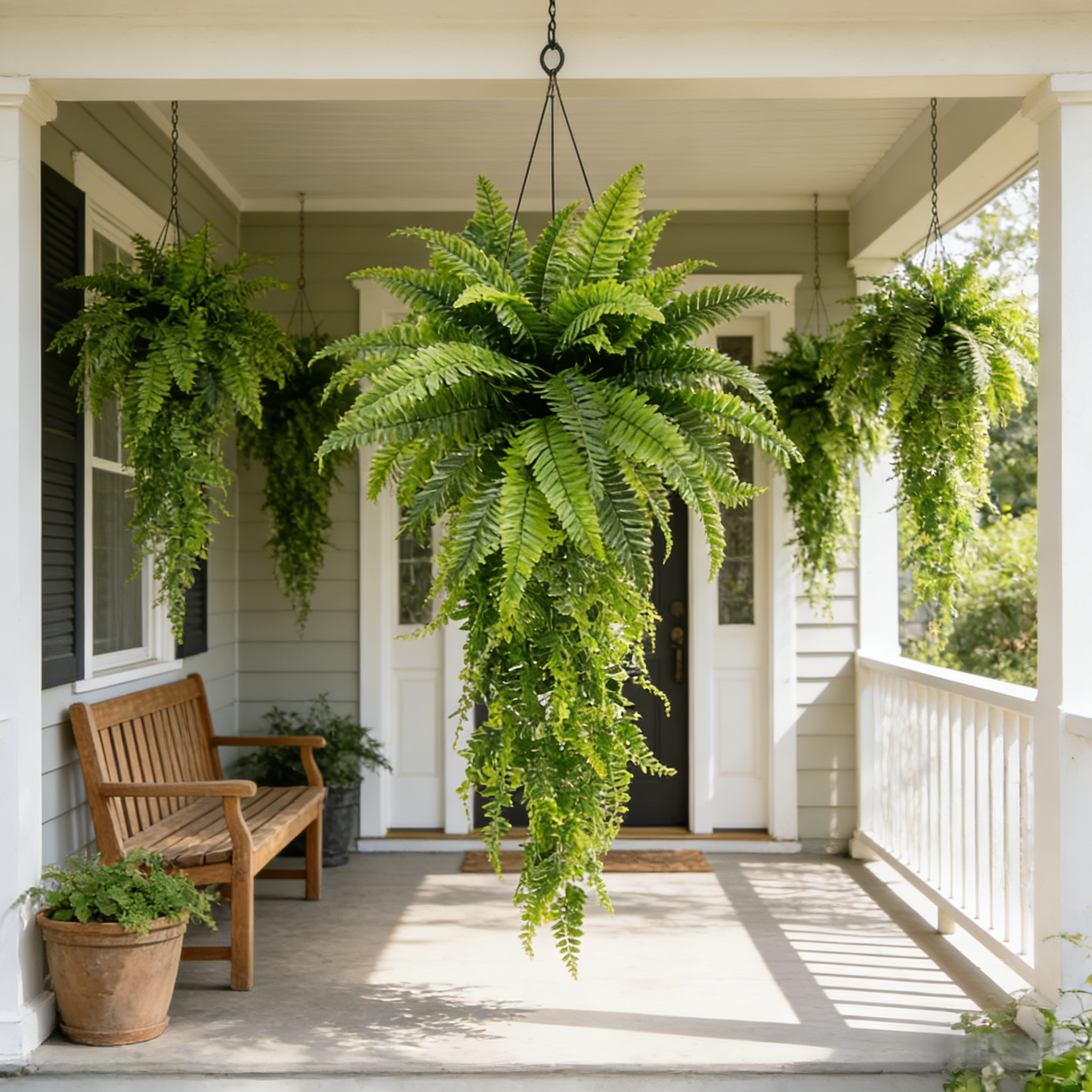Large Artificial Boston Fern Feel Real Hanging Plants