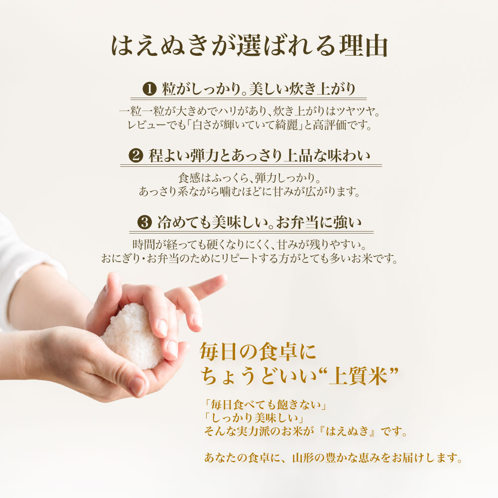 令和7年産 はえぬき 10kg 5kg×2袋 お米 白米 山形県産 送料無料