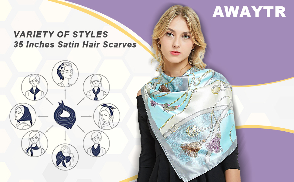 AWAYTR 35 Inches Satin Head scarf