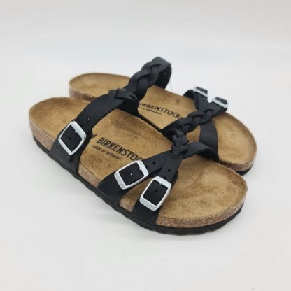 Birkenstock Franca Braided nera ciabatta donna in nabuk con treccine