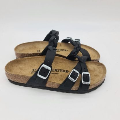Birkenstock Franca Braided nera ciabatta donna in nabuk con treccine
