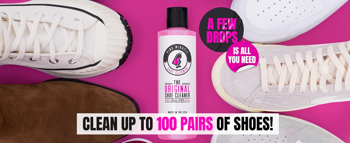 Pink Miracle Shoe Cleaner Kit with Converse Suede Nike Jordan Adidas 