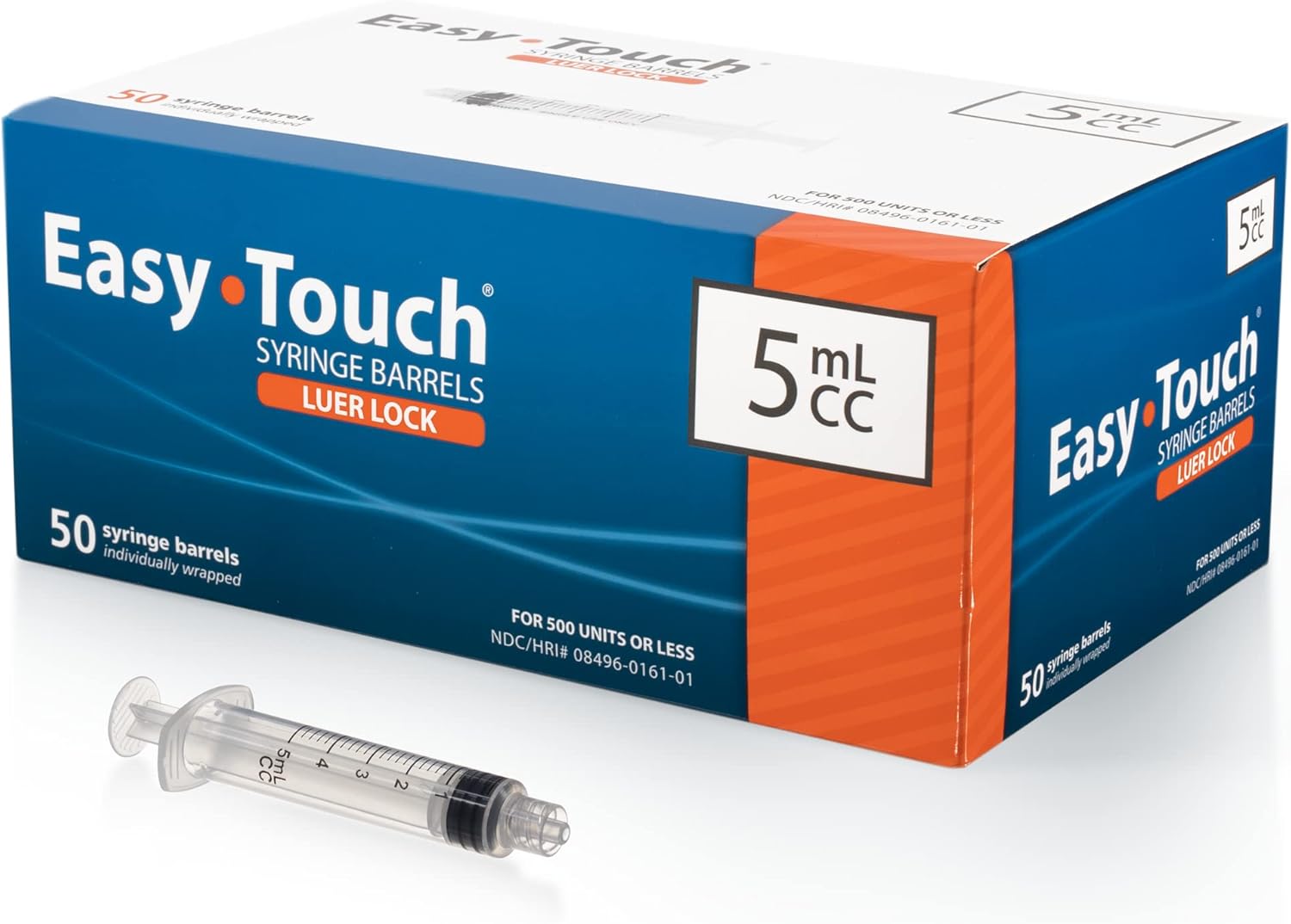 EasyTouch Luer-Lock Syringe Barrel, 1ML Syringe, Pack of 100