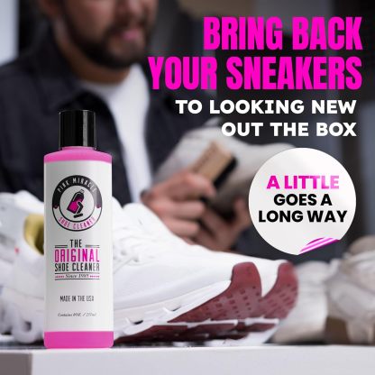 Pink Miracle Shoe Cleaner Kit with Bottle and Brush For Fabric Cleaner For Leather, Whites, Suede and Nubuck Sneakers
