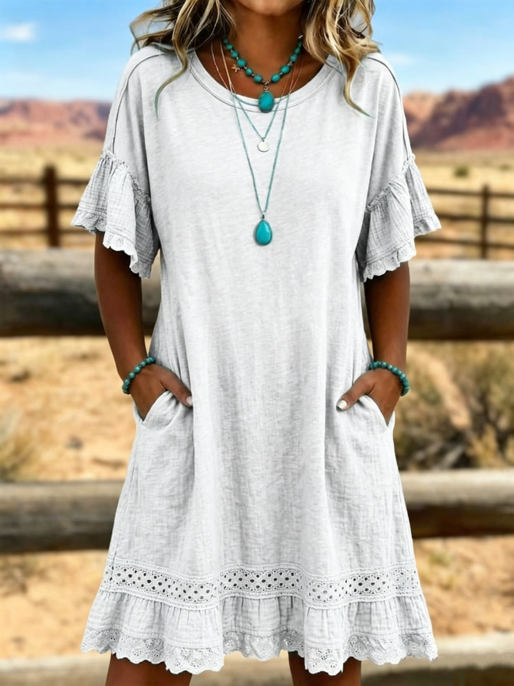 Vintage-style artistic cutout patchwork cotton-linen maxi skirt
