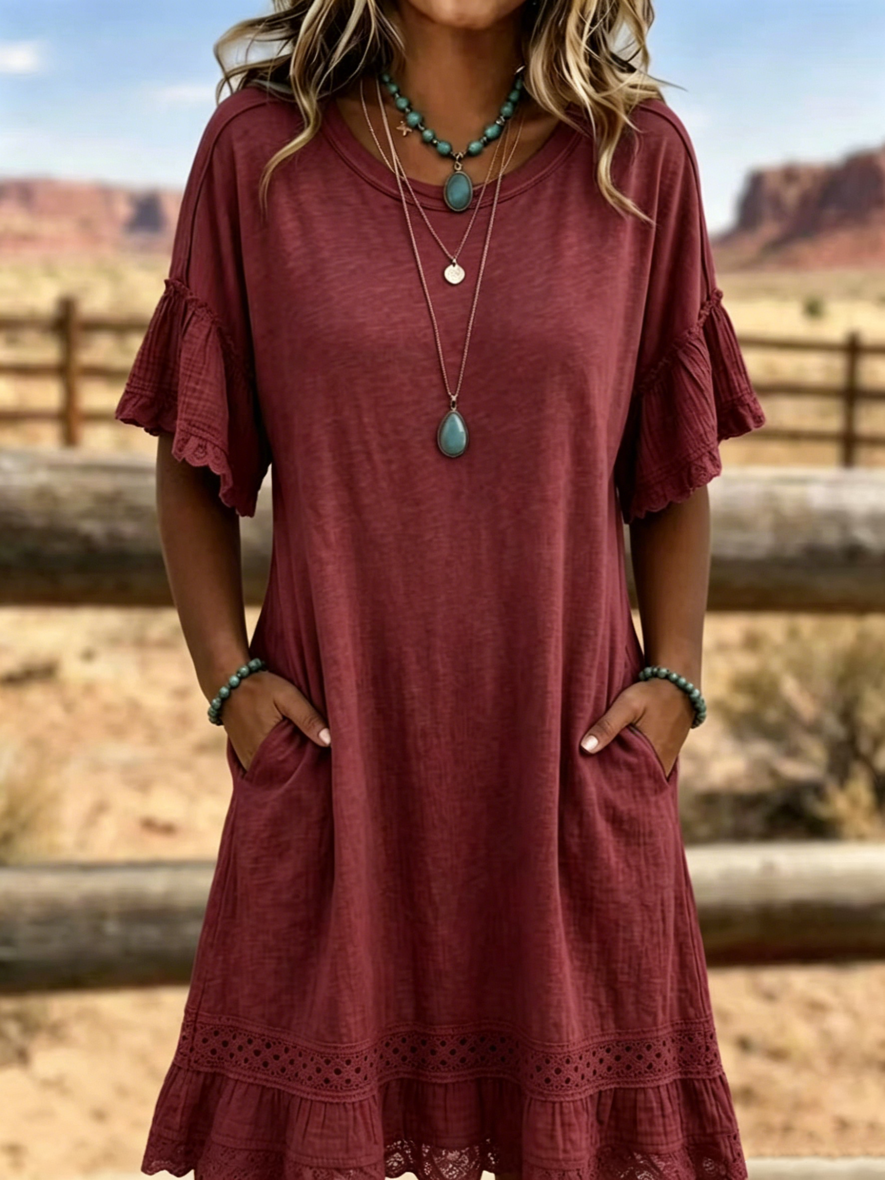 Vintage-style artistic cutout patchwork cotton-linen maxi skirt