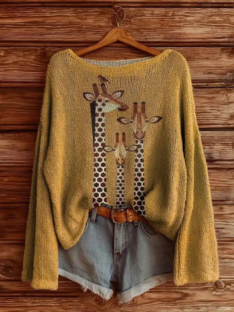 Retro Boho Knit Pullover – Artistic Design with Comfortable Fit