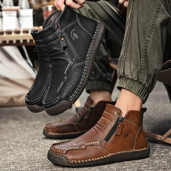 Mostelo – Men’s Soft And Breathable Zipper Outdoor Tooling Boots V2