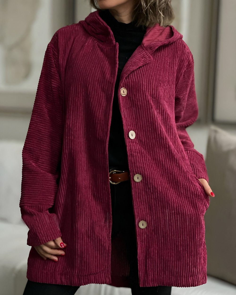 Cozy Corduroy Hooded Jacket
