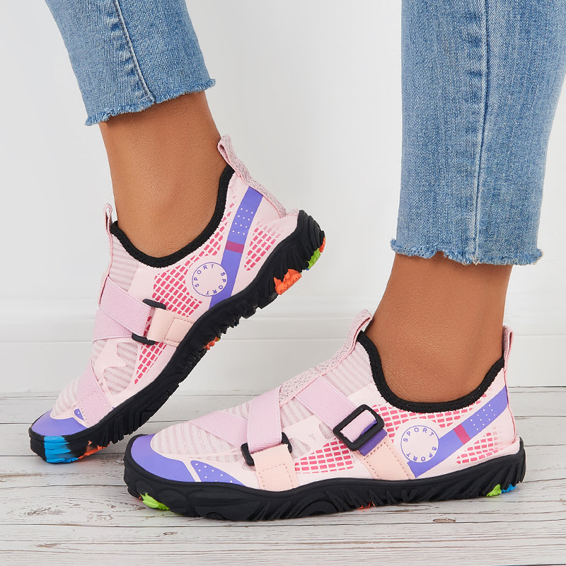 Men Buckle Decor Water Shoes Quick Drying Aqua Sneakers