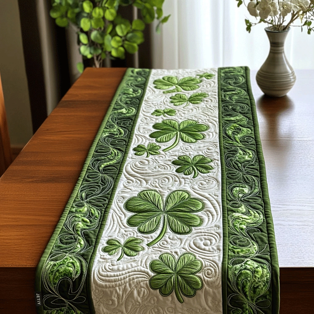 Swirl Pattern Quilted Table Runner