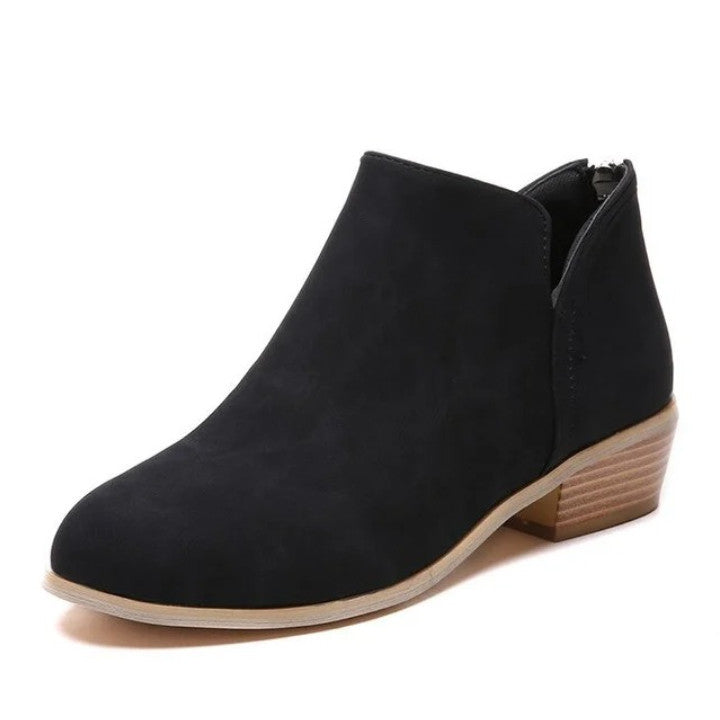 Women Orthopedic Ankle Boots Zipper Stacked Heel