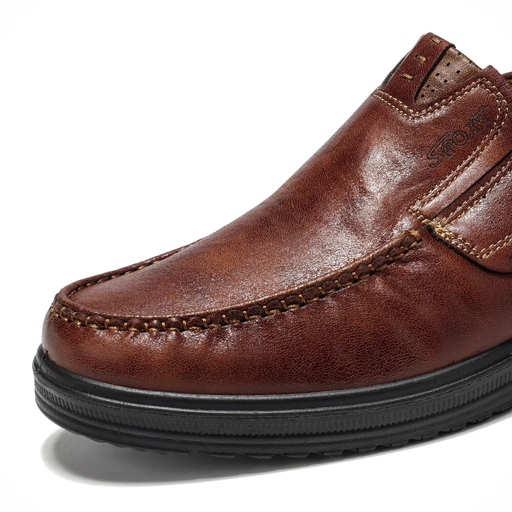 Mens Soft Insole Casual Comfortable Leather Slip On Loafers