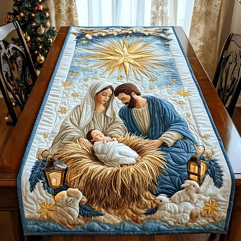 Swirl Pattern Quilted Table Runner