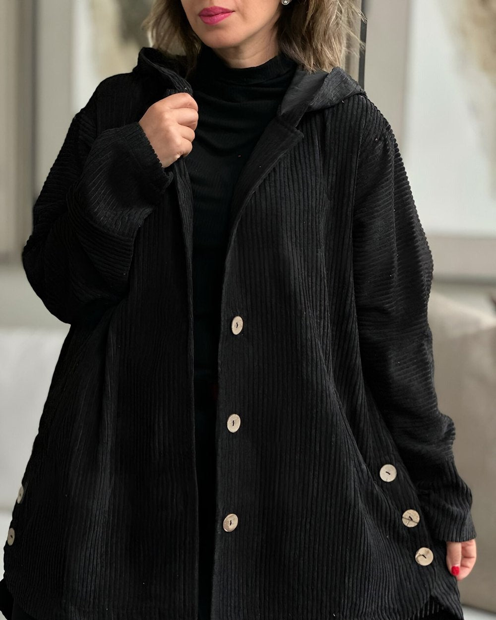Cozy Corduroy Hooded Jacket