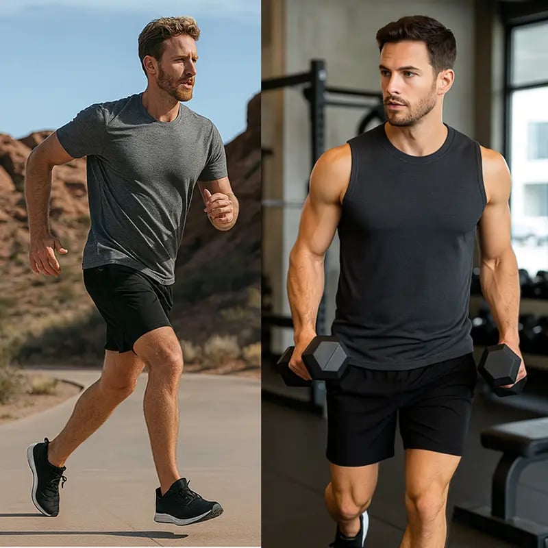 🔥Men's 2 in 1 Stretch Active Quick Dry Gym Running Shorts With Liner