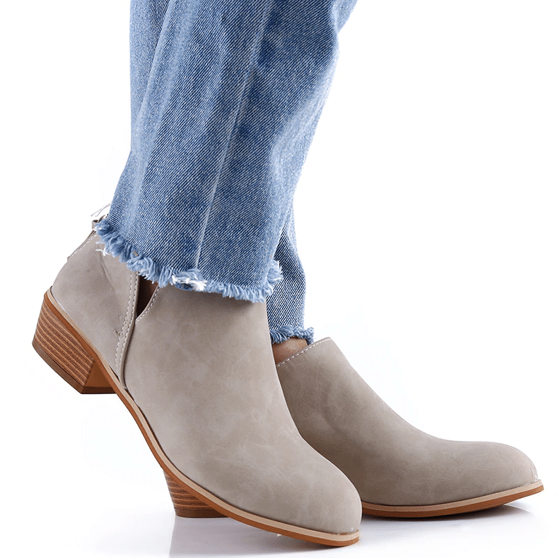 Women Orthopedic Ankle Boots Zipper Stacked Heel