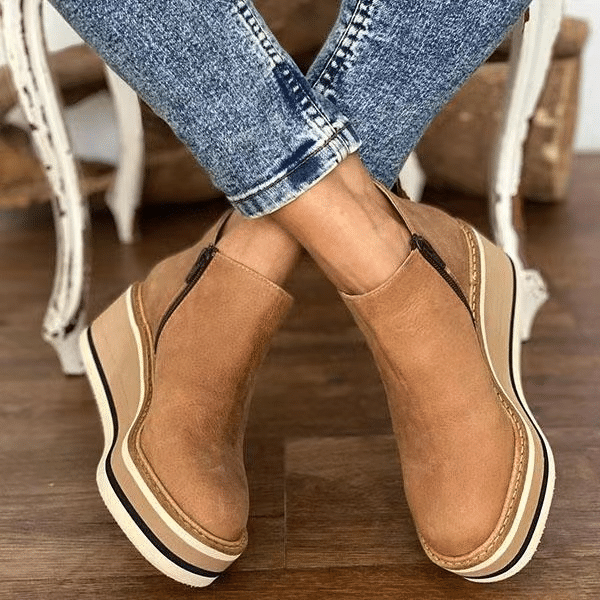 Women Comfy Slip-on Leather Ankle Walking Shoes