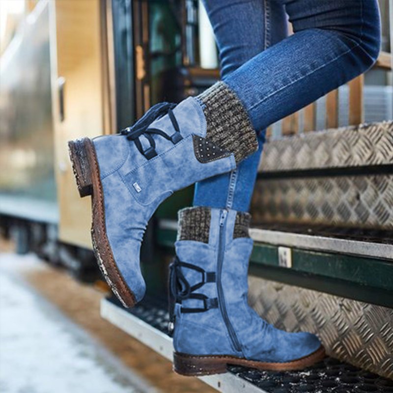 Warm Back Lace Up Leather Winter Boots