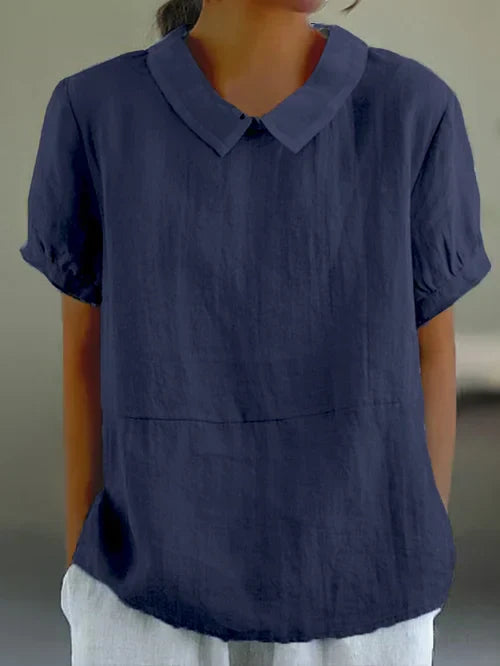 Classic cotton and linen solid color top