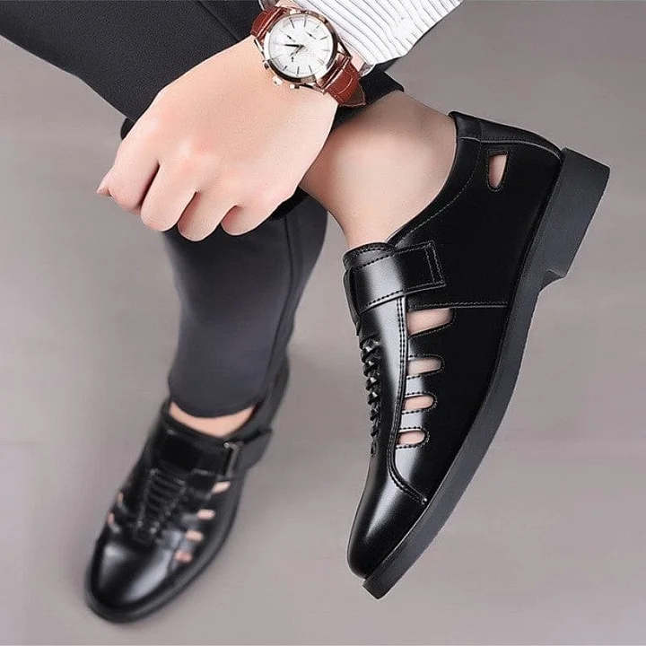 Basaschic Men's Busines Genuine Leather Sandals