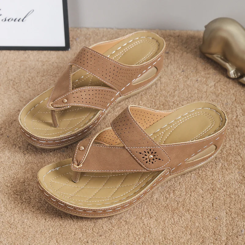 [#1 TRENDING SUMMER ] Summer New Hollow Toe Clip Ladies Bone Orthopedic Leather Sandals