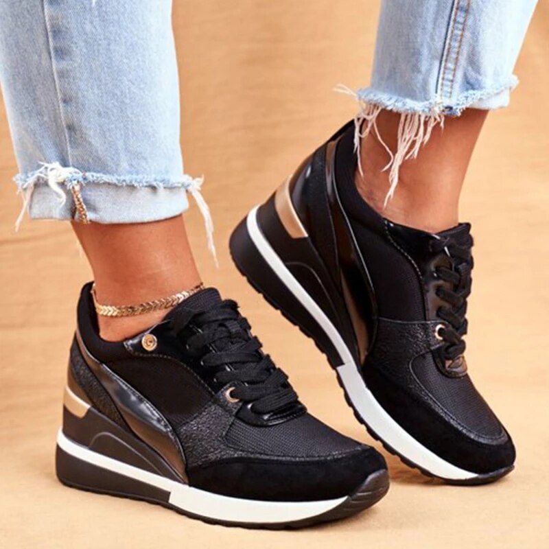 Women Arch Support Comfy Breathable Height Increase Sneakers