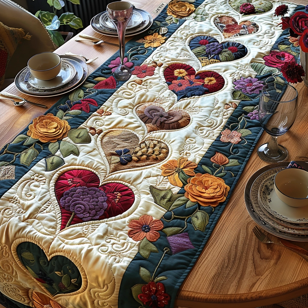 Swirl Pattern Quilted Table Runner