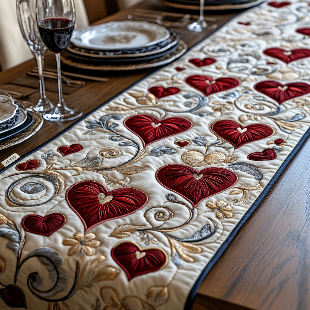 Swirl Pattern Quilted Table Runner