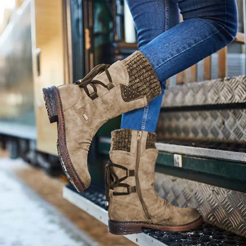 Warm Back Lace Up Leather Winter Boots