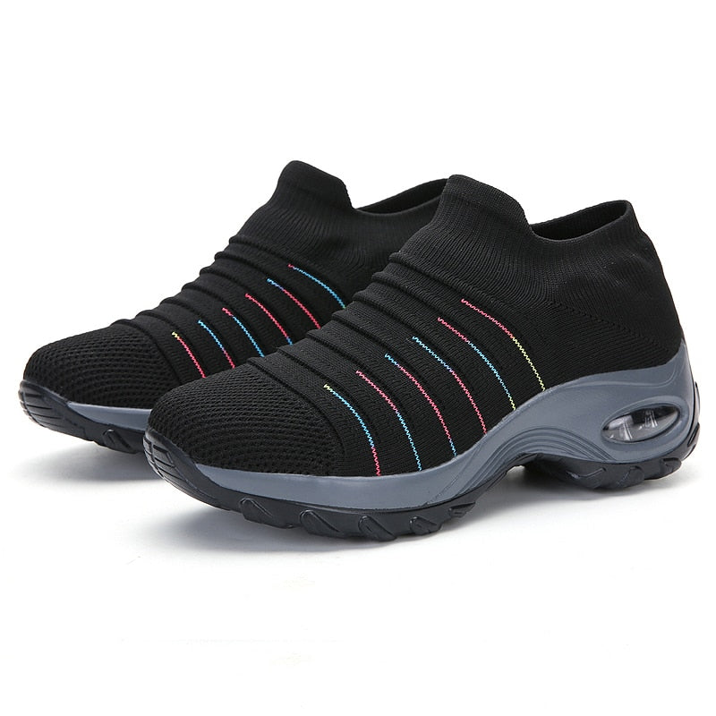 Women Fly-knit Breathable Casual Height Increasing Shoes