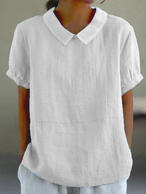 Classic cotton and linen solid color top