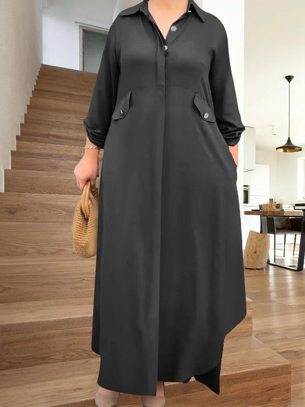 Button-Down Shirt & Wide-Leg Pants 2-Piece Set