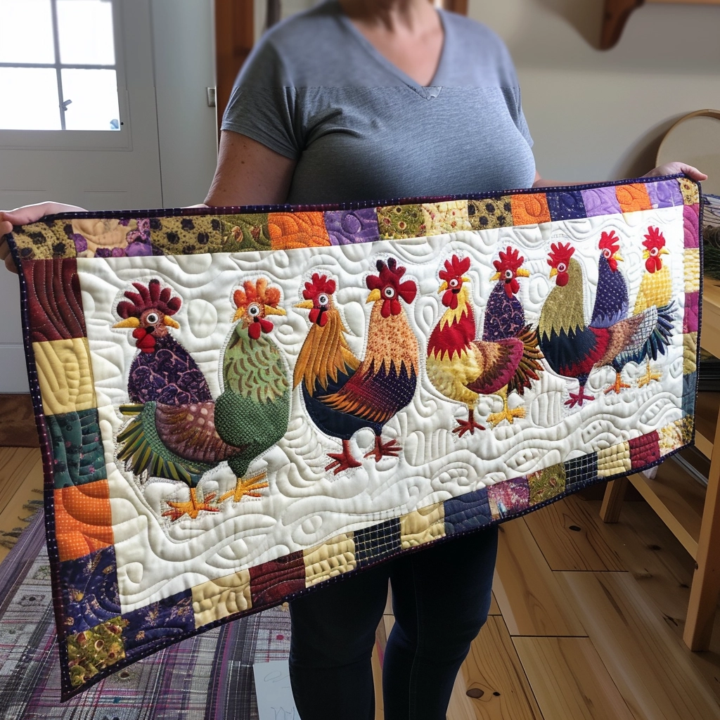 Swirl Pattern Quilted Table Runner