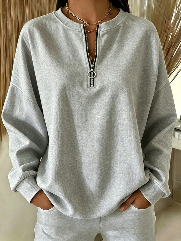 New Arrivals🔥Women Plain Crew Neck Vintage Long Sleeve Sweatshirt