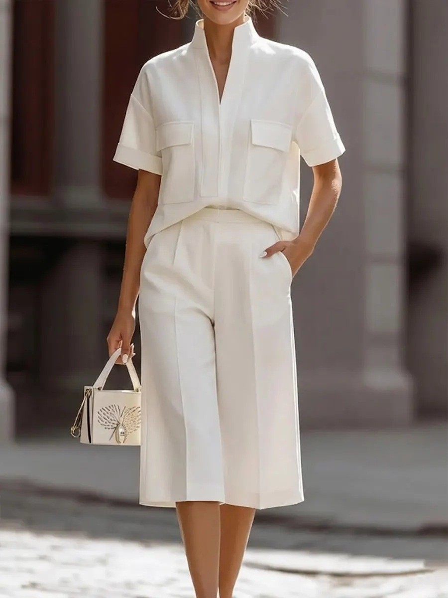 Women Loose Solid Color Two Piece Set