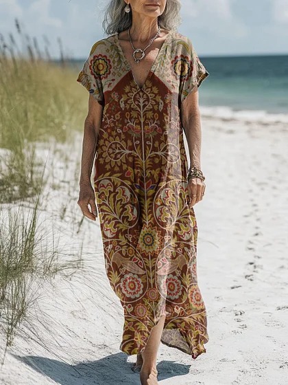 Comfortable Cotton Linen Boho Dress