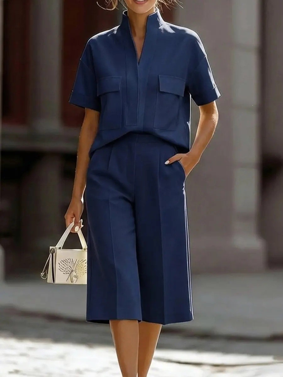 Women Loose Solid Color Two Piece Set