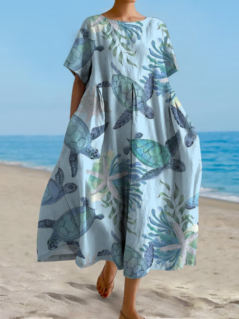 Casual Art Linen Blend Maxi Dress