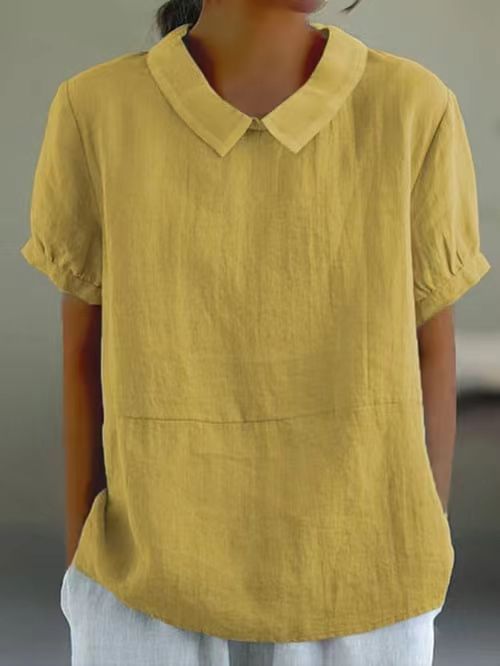 Classic cotton and linen solid color top
