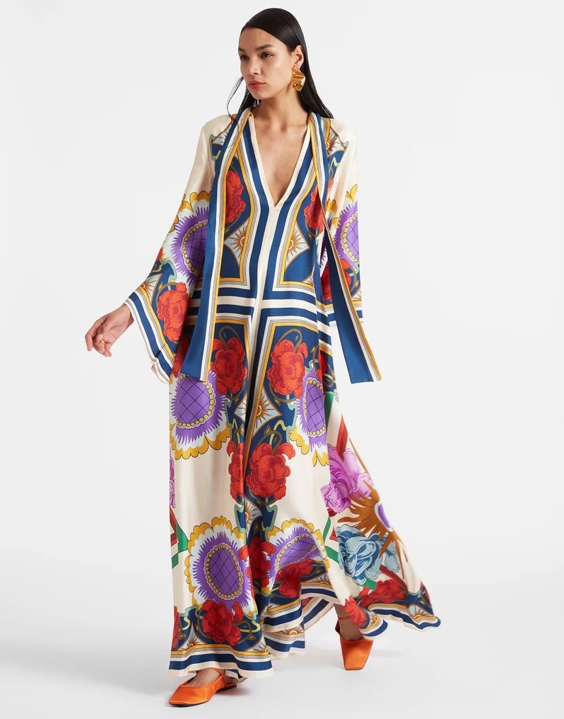 Exquisite Sunshine Floral Print Flowing Maxi Dress