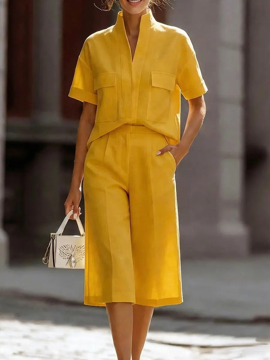 Women Loose Solid Color Two Piece Set