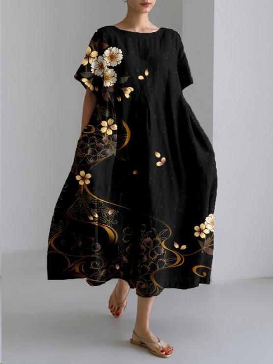 Casual Art Linen Blend Maxi Dress