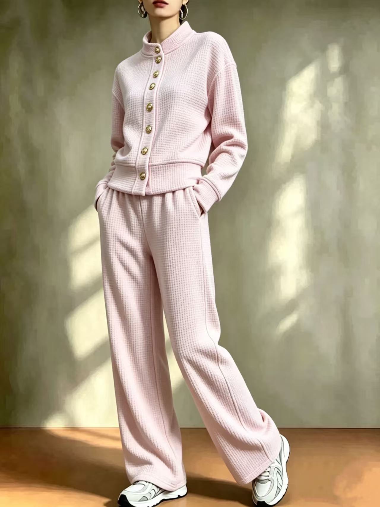 ⭐ Chic Waffle Knit Lounge Two‑Piece Set for Daily Wear