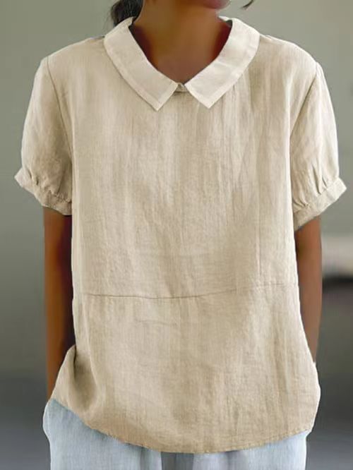 Classic cotton and linen solid color top