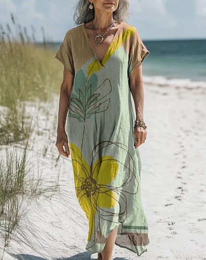 Comfortable Cotton Linen Boho Dress