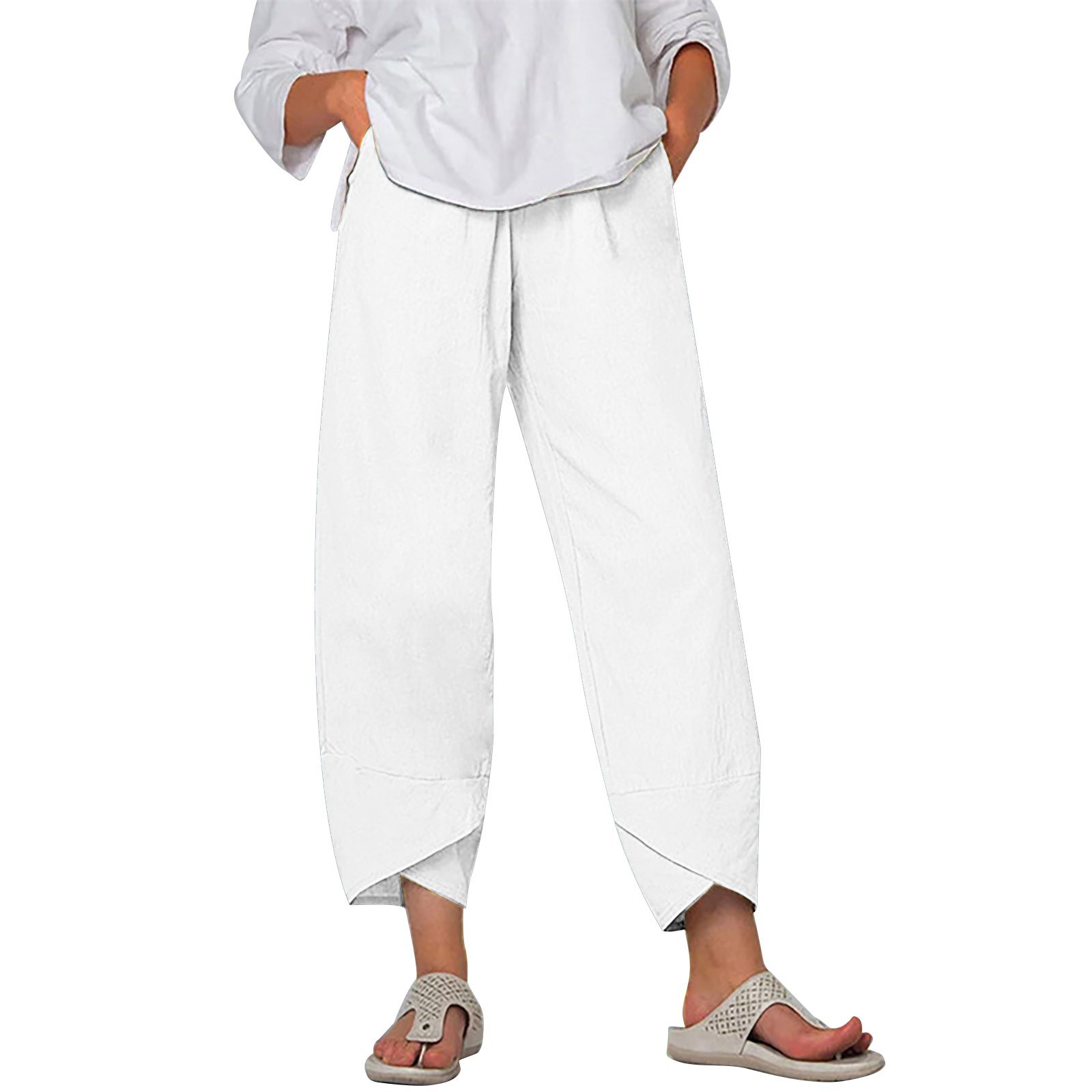 Vintage Blended Cotton Loose Casual Pants