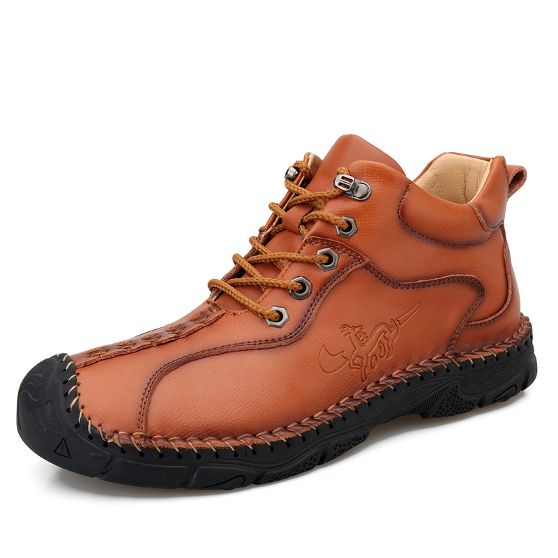 ⏰Today  70% off-Men's handmade leather British style Collision Avoidance orthopedic thick-soled shoes